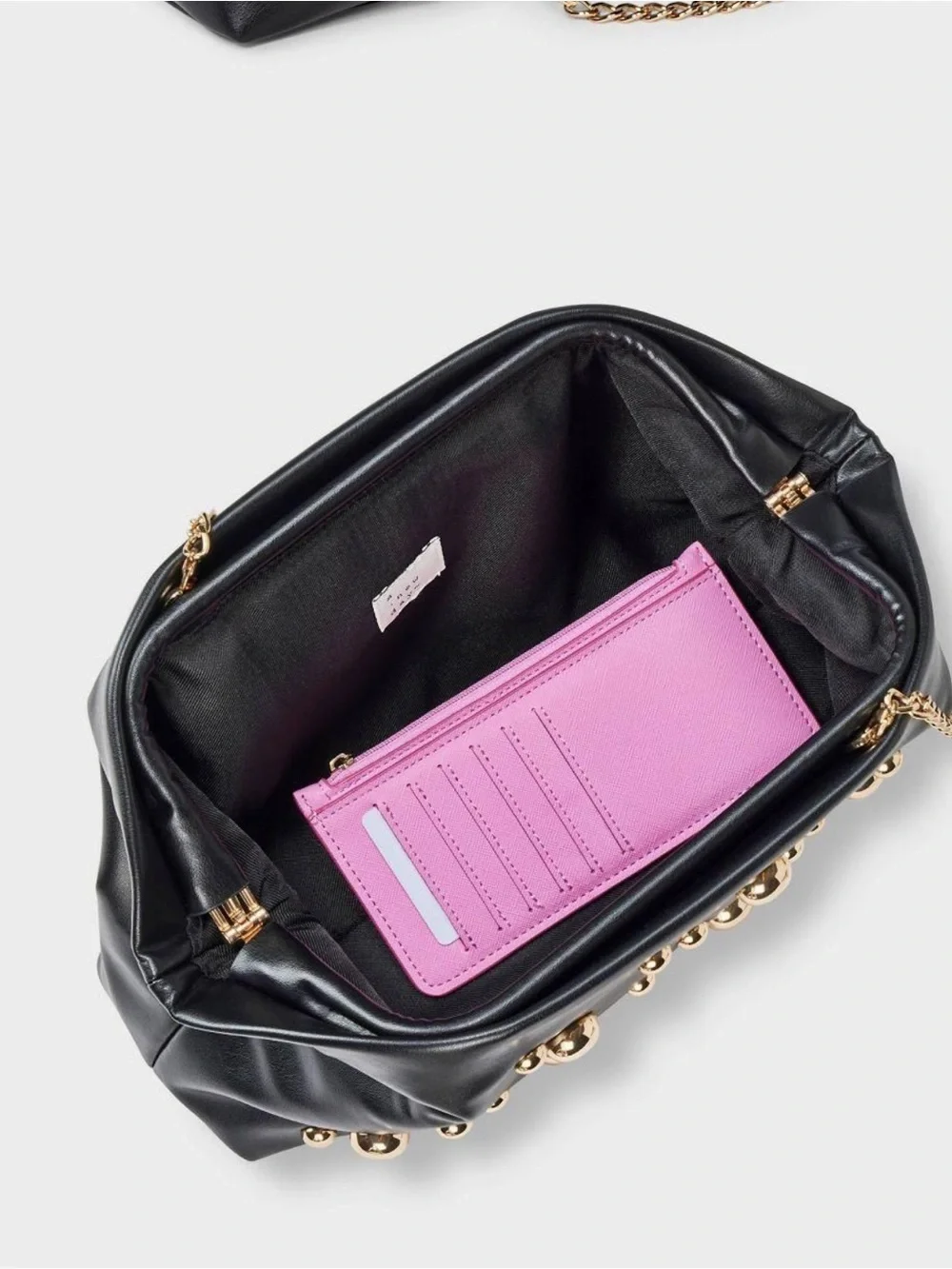 Black Studded oversized Clutch Chain-Handle Shoulder
